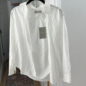 NWT Everlane The Silky Cotton Relaxed Button Down Long Sleeve Shirt Off White 00